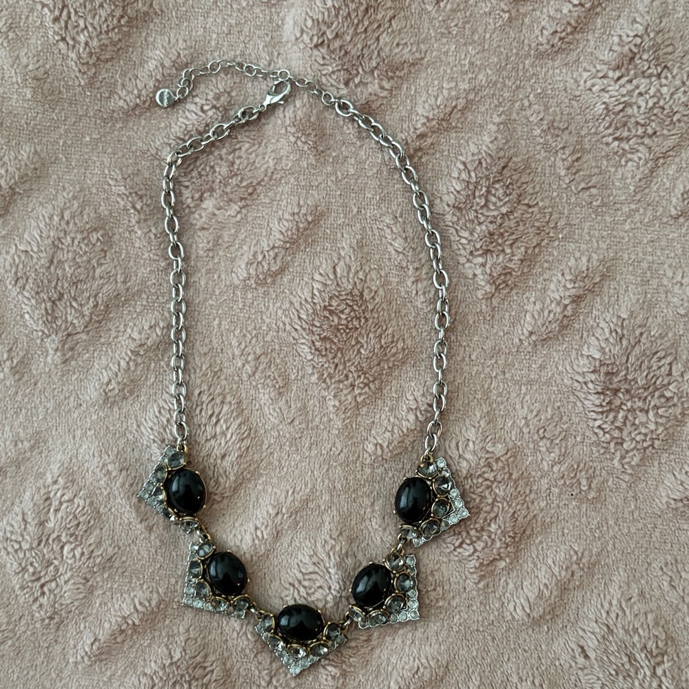 Stella & Dot Black and Silver Statement Necklace